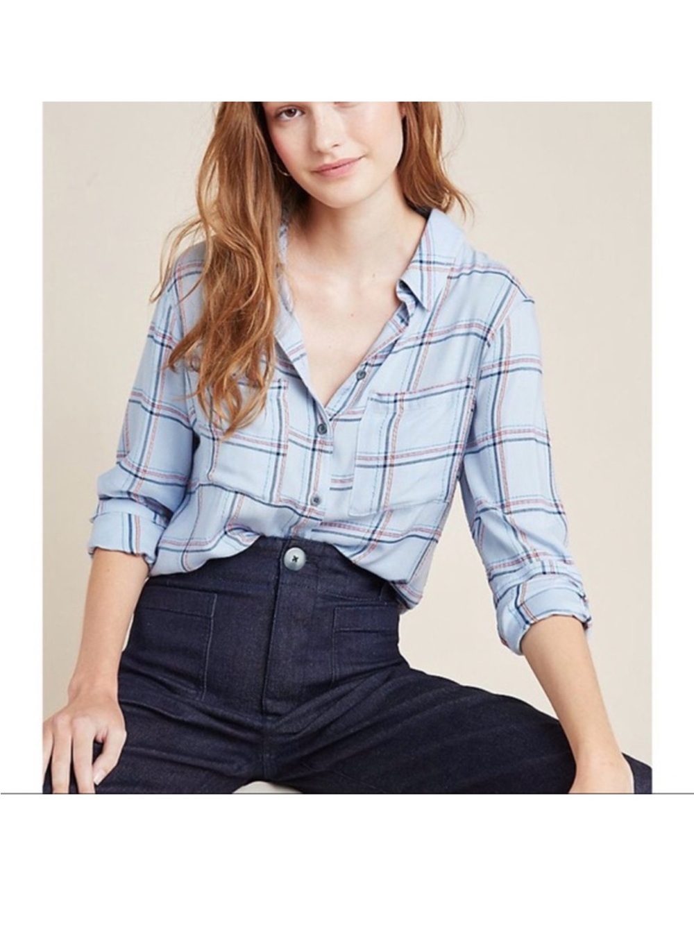 Pilcro Cate plaid button down shirt size XS